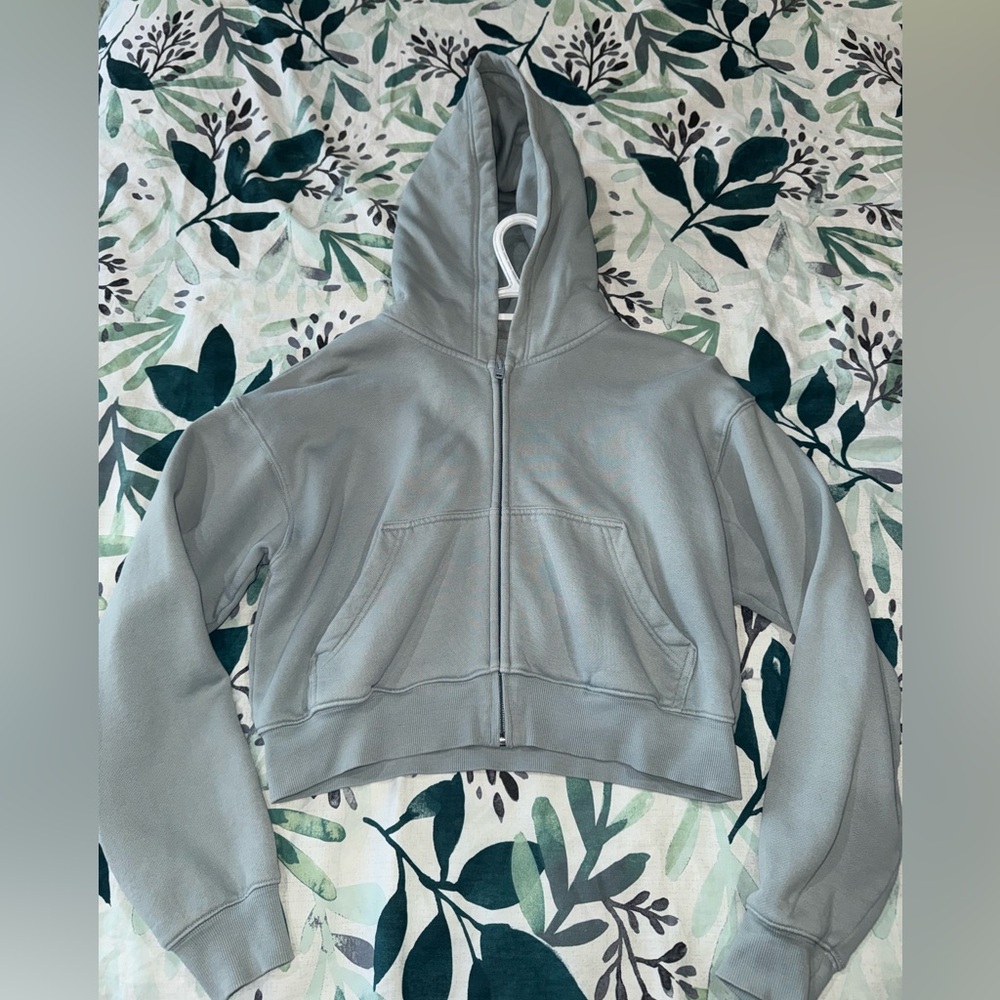 Baby blue tna cozy AF fleece Cropped Hoodie